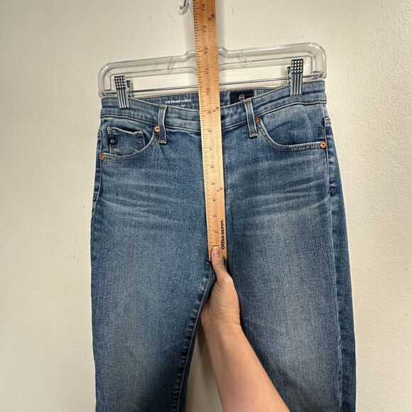 AG The Prima Ankle Raw Hem Cigarette Ankle Med Wash Blue Skinny Jean 27 Zip Fly - Picture 6 of 13